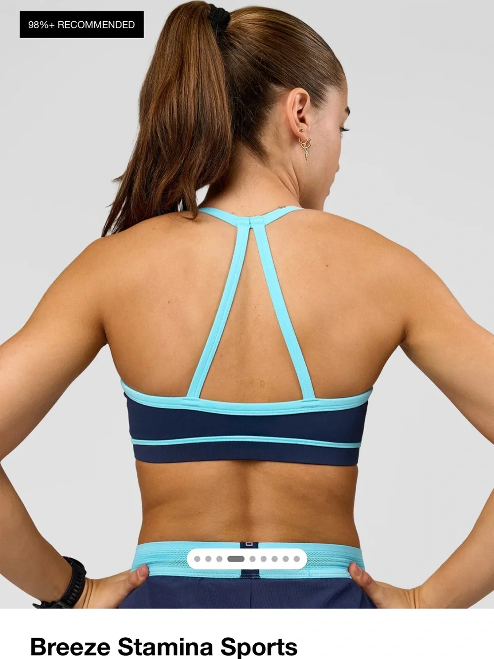 LSKD Grace Grove Breeze Stamina Sports Bra — Navy with Light Blue Trim